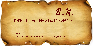 Bálint Maximilián névjegykártya