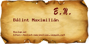 Bálint Maximilián névjegykártya